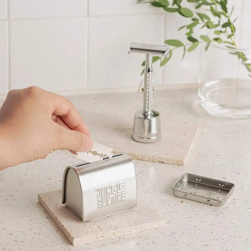 Jungle Culture Razor Blade Disposal Tin - Steel - Plastic-Free Health & Beauty > Personal Care > Shaving & Grooming > Razors & Razor Blades > Razor Blade Disposal Tin > Plastic-Free Razor Blade Disposal Tin emmy-jane-boutique.myshopify.com