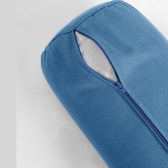 Blue fabric with a zipper on a light gray background