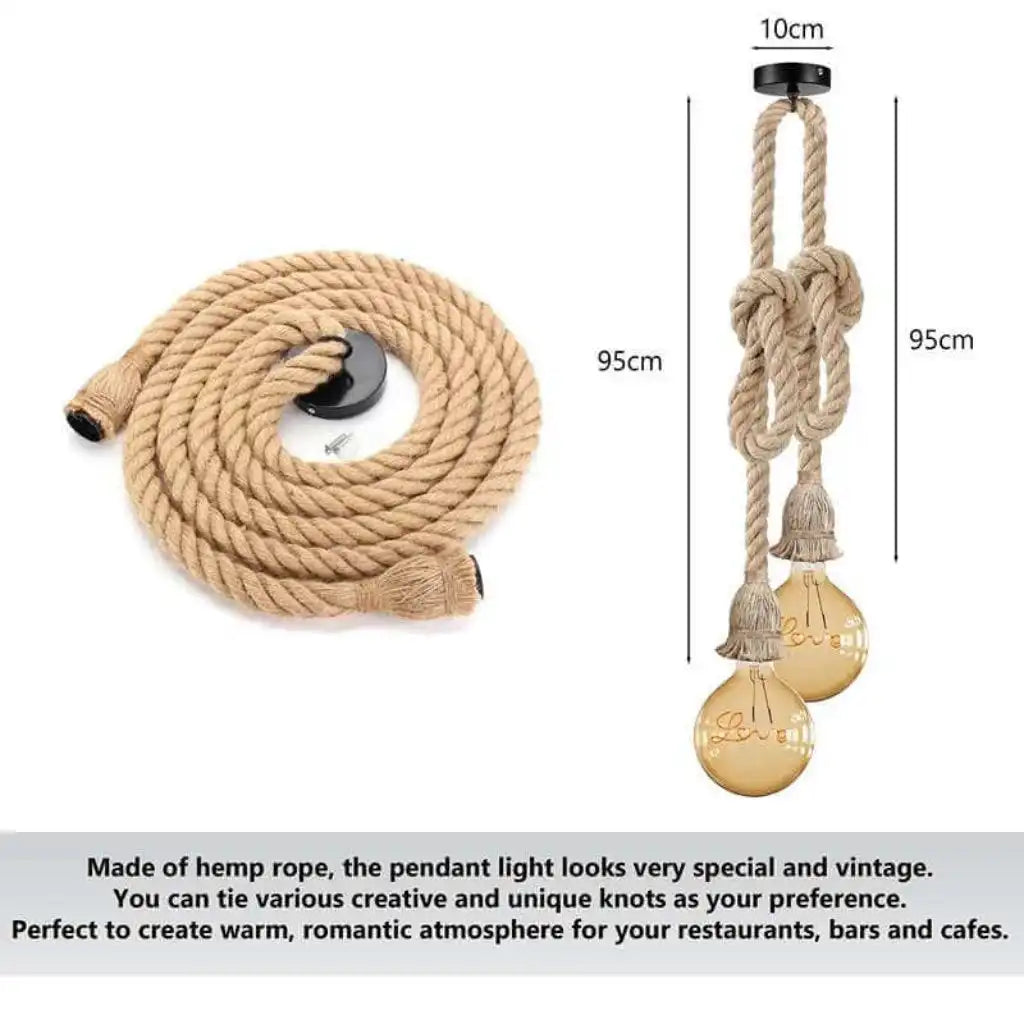 LEDSone Double Head Hemp Rope Pendant Light Home & Garden > Lighting > Lighting Fixtures > Ceiling Light Fixtures > Ceiling Lights > Pendant Lights > Hemp Rope Lights emmy-jane-boutique.myshopify.com