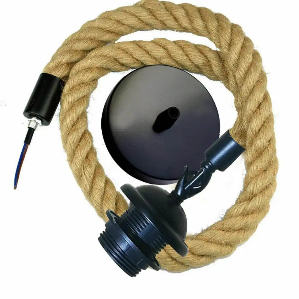 LEDSone 2m Hemp Rope Pendant with Glass Lamp Shade - Industrial Home & Garden > Lighting > Lighting Fixtures > Ceiling Light Fixtures > Ceiling Lights > Pendant Lights > Hemp Rope Lights emmy-jane-boutique.myshopify.com