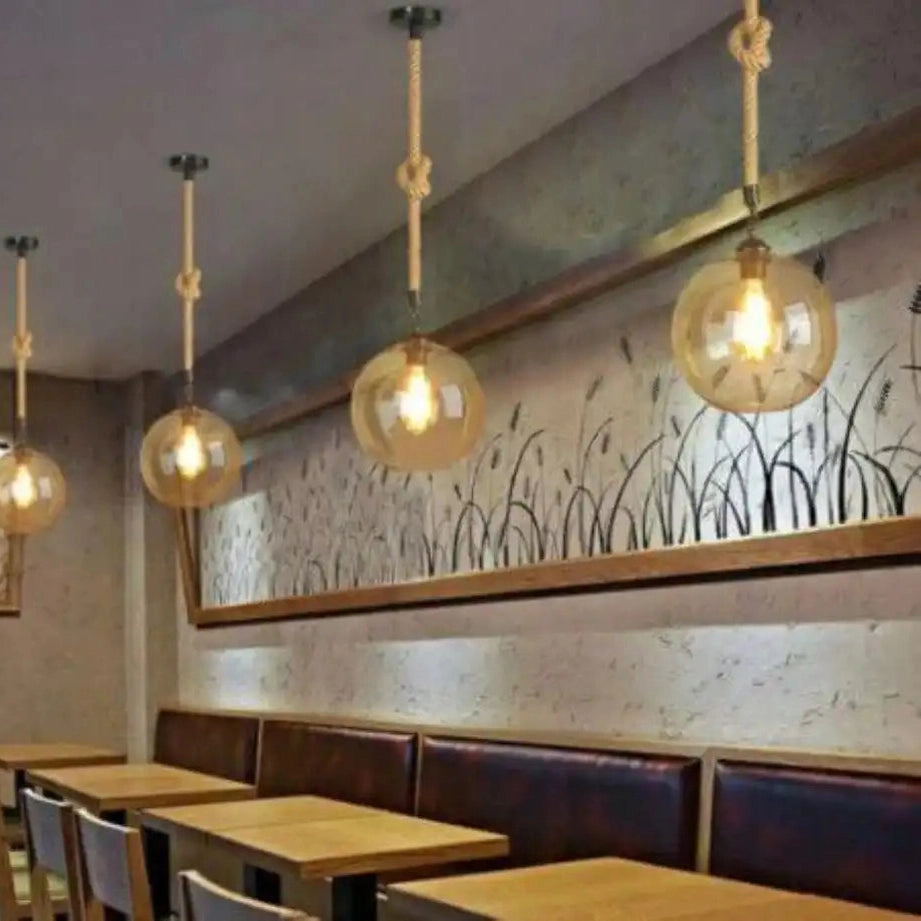 LEDSone 2m Hemp Rope Pendant with Glass Lamp Shade - Industrial Home & Garden > Lighting > Lighting Fixtures > Ceiling Light Fixtures > Ceiling Lights > Pendant Lights > Hemp Rope Lights emmy-jane-boutique.myshopify.com