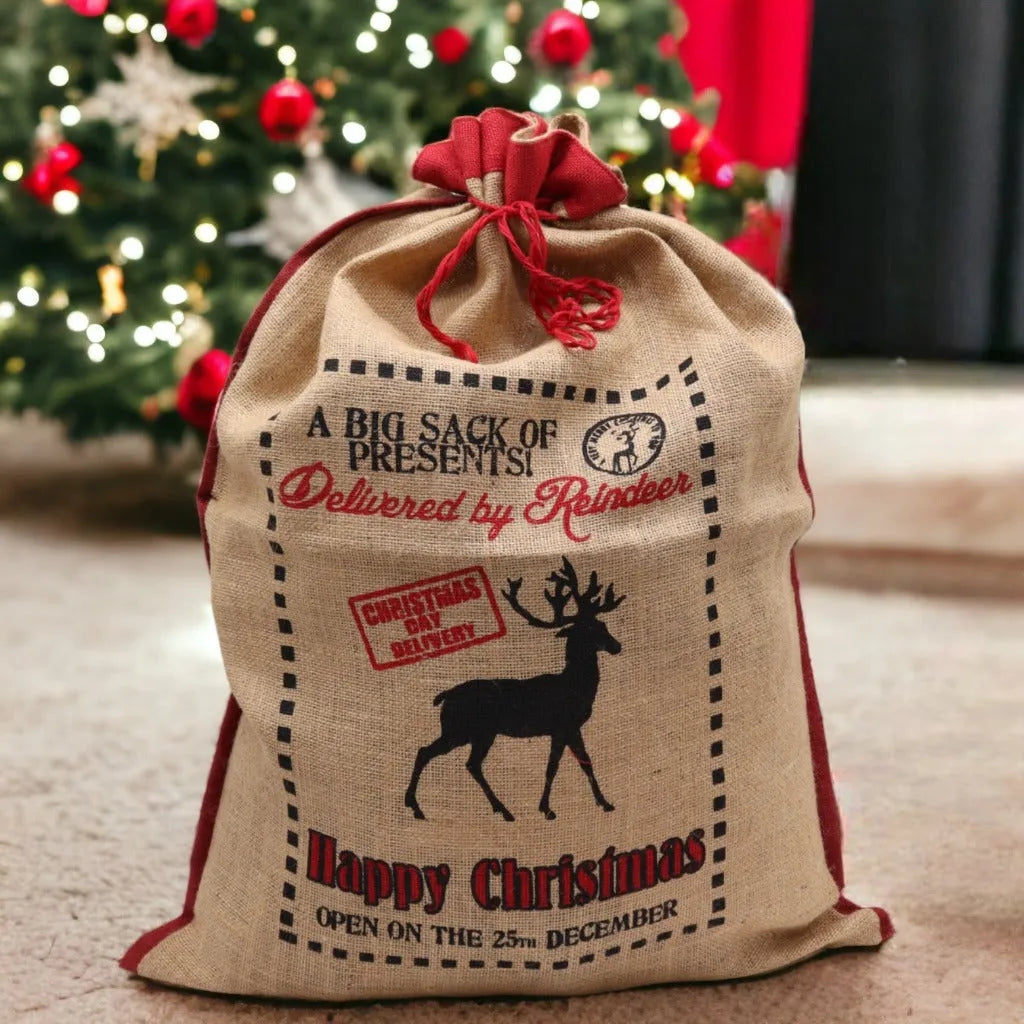 Ancient Wisdom Reusable Christmas Present Bags - Santa Sacks - Natural Xmas Stockings Arts & Entertainment > Party & Celebration > Gift Giving > Gift Wrapping > Gift Bags > Jute Sacks > Natural Jute Santa Sacks emmy-jane-boutique.myshopify.com