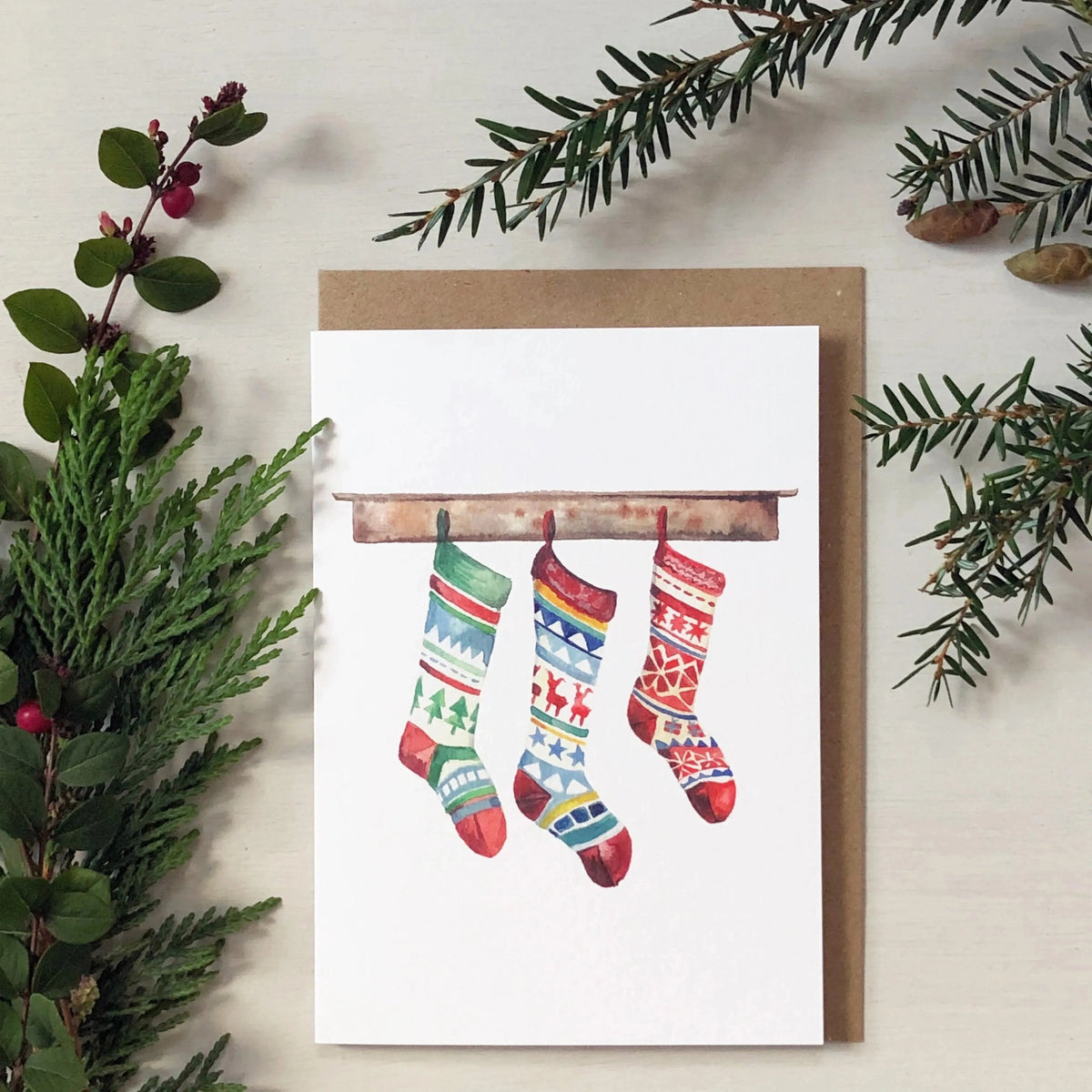 Katie Hipwell Design Christmas Stockings Card | A6 Greeting Card emmy-jane-boutique.myshopify.com