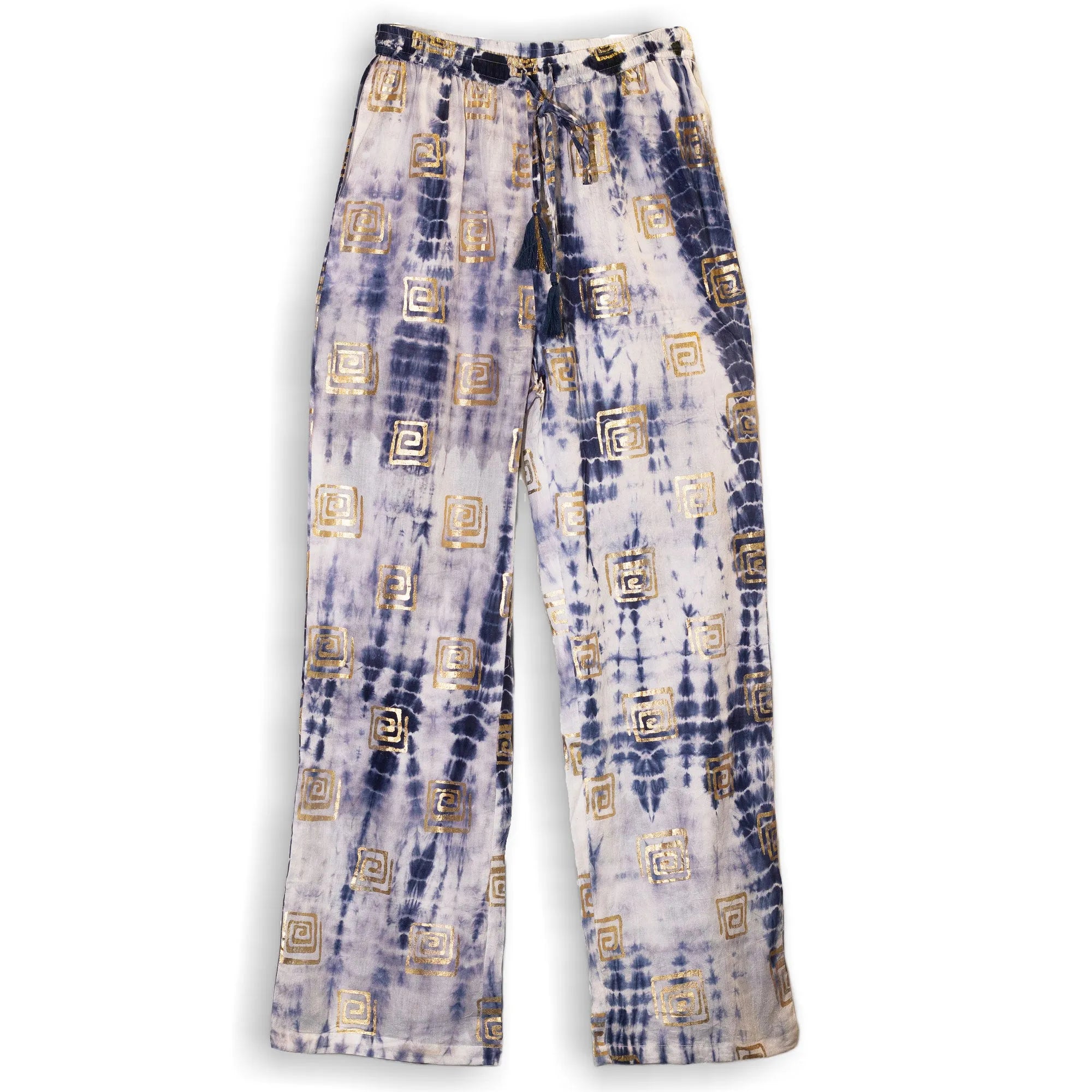 Ancient Wisdom Cotton Summer Trousers - Holiday Lounge Pants Clothing & Accessories > Clothing > Trousers & Jeans > Cotton Trousers > Holiday Trousers > Lounge Pants > Hand Painted Trousers > Indian Cotton Trousers emmy-jane-boutique.myshopify.com