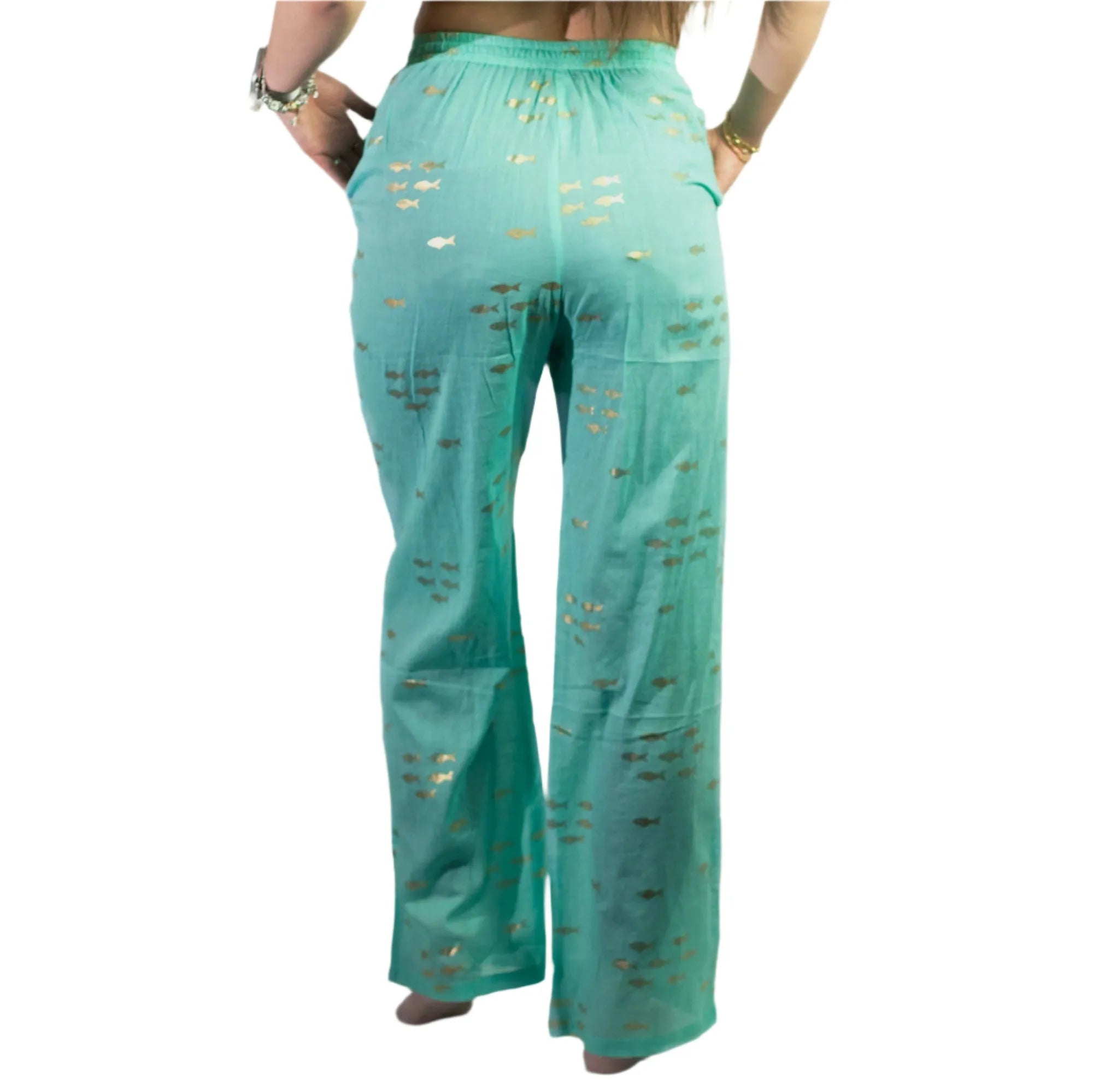 Ancient Wisdom Cotton Summer Trousers - Holiday Lounge Pants Clothing & Accessories > Clothing > Trousers & Jeans > Cotton Trousers > Holiday Trousers > Lounge Pants > Hand Painted Trousers > Indian Cotton Trousers emmy-jane-boutique.myshopify.com