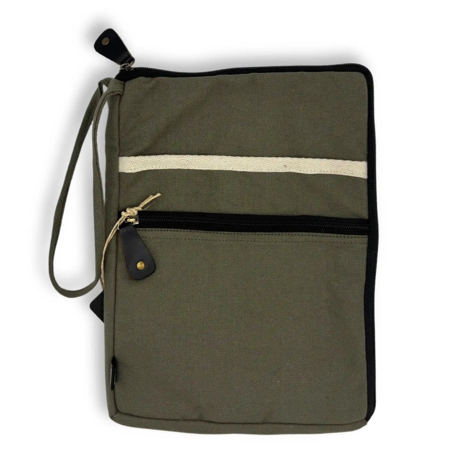 Ancient Wisdom Laptop & Tablet Pouches Jute and Cotton Canvas - Orange Charcoal and Olive Electronics > Electronics Accessories > Computer Accessories > Computer Covers & Skins > Laptop & Tablet Pouches emmy-jane-boutique.myshopify.com
