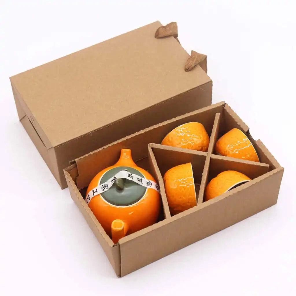 Emmy Jane Herbal Teapot Set - Orange Ceramic Teapot & Four Cups Home & Garden > Kitchen & Dining > Tableware > Coffee & Tea Sets > Herbal Teapot Sets emmy-jane-boutique.myshopify.com
