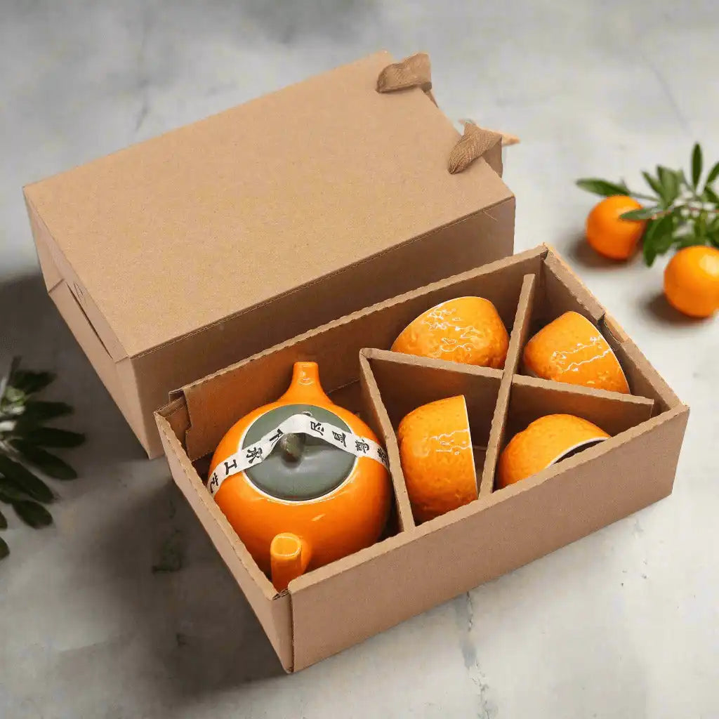 Emmy Jane Herbal Teapot Set - Orange Ceramic Teapot & Four Cups Home & Garden > Kitchen & Dining > Tableware > Coffee & Tea Sets > Herbal Teapot Sets emmy-jane-boutique.myshopify.com