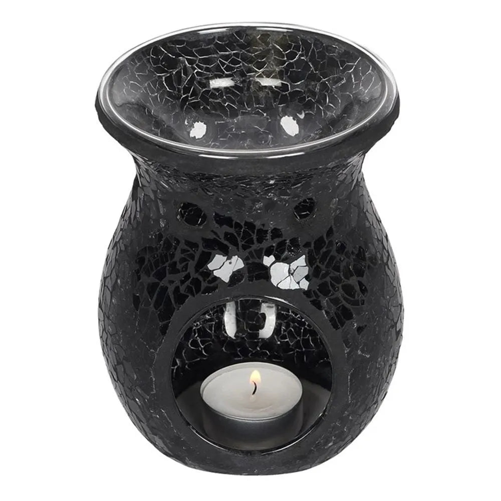 Something Different Oil Burner - Black Crackle Glass - Mosaic Mirror Effect - Aromatherapy Diffuser Home & Garden > Decor > Home Fragrance Accessories > Candle & Oil Warmers >Wax Melt Burners > Black Wax & Oil Burners emmy-jane-boutique.myshopify.com