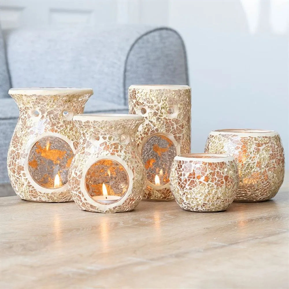 Something Different Crackle Glass Oil Burner - Gold Pillar - Home Fragrance Accessory Home & Garden > Decor > Home Fragrance Accessories > Aroma Diffusers > Ceramic Oil Burners > Gold Crackle Glass Oil Burners emmy-jane-boutique.myshopify.com