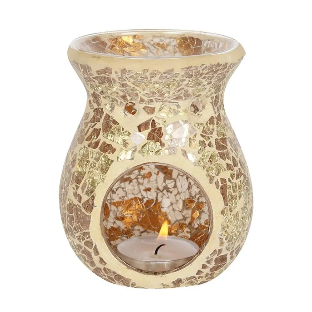 N/A Small Gold Crackle Glass Oil Burner emmy-jane-boutique.myshopify.com