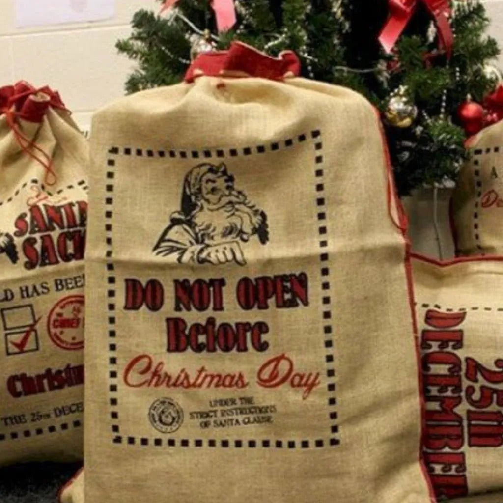 Ancient Wisdom Reusable Christmas Present Bags - Santa Sacks - Natural Xmas Stockings Arts & Entertainment > Party & Celebration > Gift Giving > Gift Wrapping > Gift Bags > Jute Sacks > Natural Jute Santa Sacks emmy-jane-boutique.myshopify.com