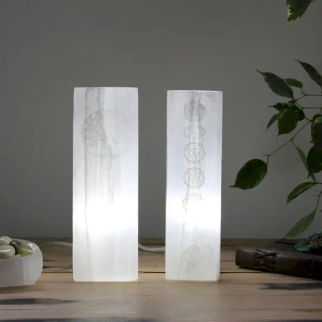 Emmy Jane Natural Selenite Stone Block Lamp - Tree of Life or Chakra - Fairly Traded Home & Garden > Lighting > Lamps > Natural Selenite Lamps emmy-jane-boutique.myshopify.com