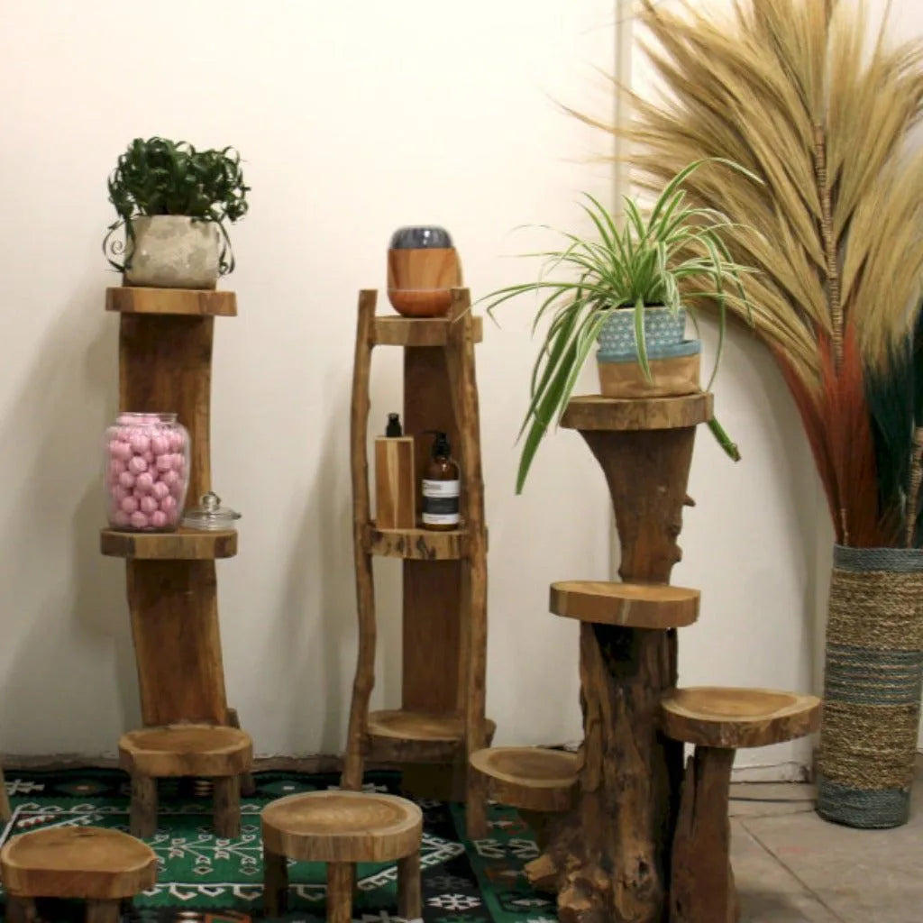 Emmy Jane Natural Wooden Display Unit Shelves - Teak Wood - 4 Shelf Display 75cm Furniture > Shelving > Bookcases & Standing Shelves > Wooden Display Shelves > Natural Wooden Display Unit Shelves > Teak Wood Shelves > 4 Shelf Display Shelf emmy-jane-boutique.myshopify.com