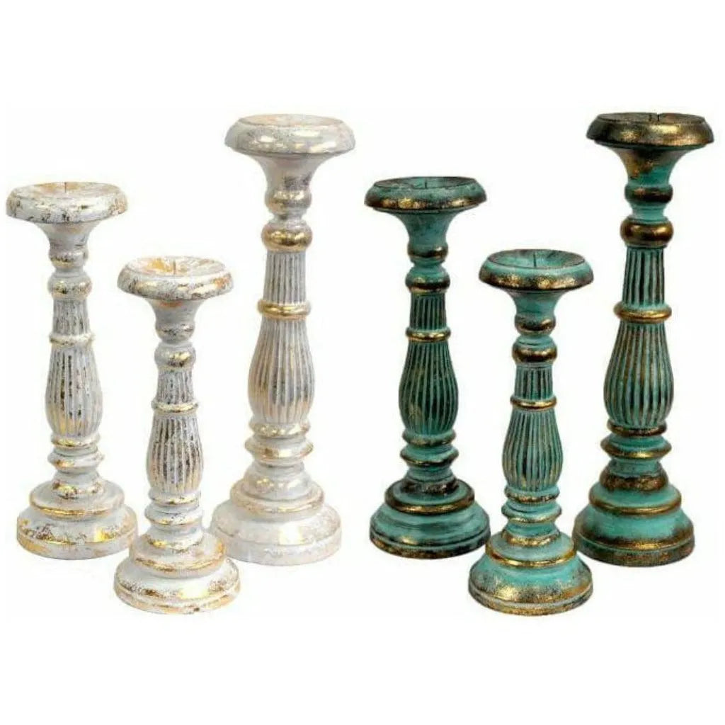 Emmy Jane Hand Carved Vintage Style Wooden Candle Stands - Sustainable Albesia Wood Home & Garden > Decor > Home Fragrance Accessories > Candle Holders > Wooden Candlesticks emmy-jane-boutique.myshopify.com