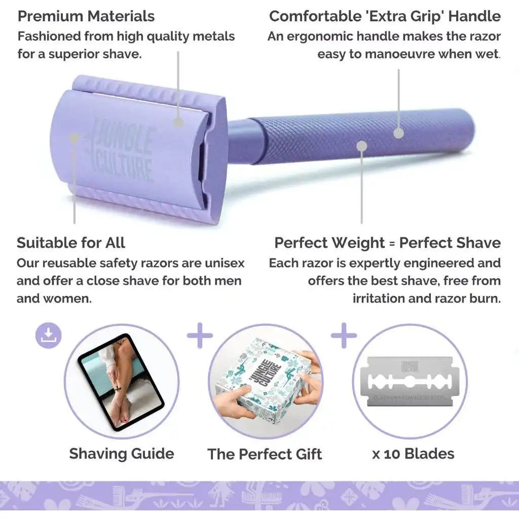 Jungle Culture Eco-Friendly Safety Razors With 10x Razor Blades - Ethical Shaving Health & Beauty > Personal Care > Shaving & Grooming > Razors & Razor Blades > Eco-Friendly Razors > Zero Waste Razors emmy-jane-boutique.myshopify.com