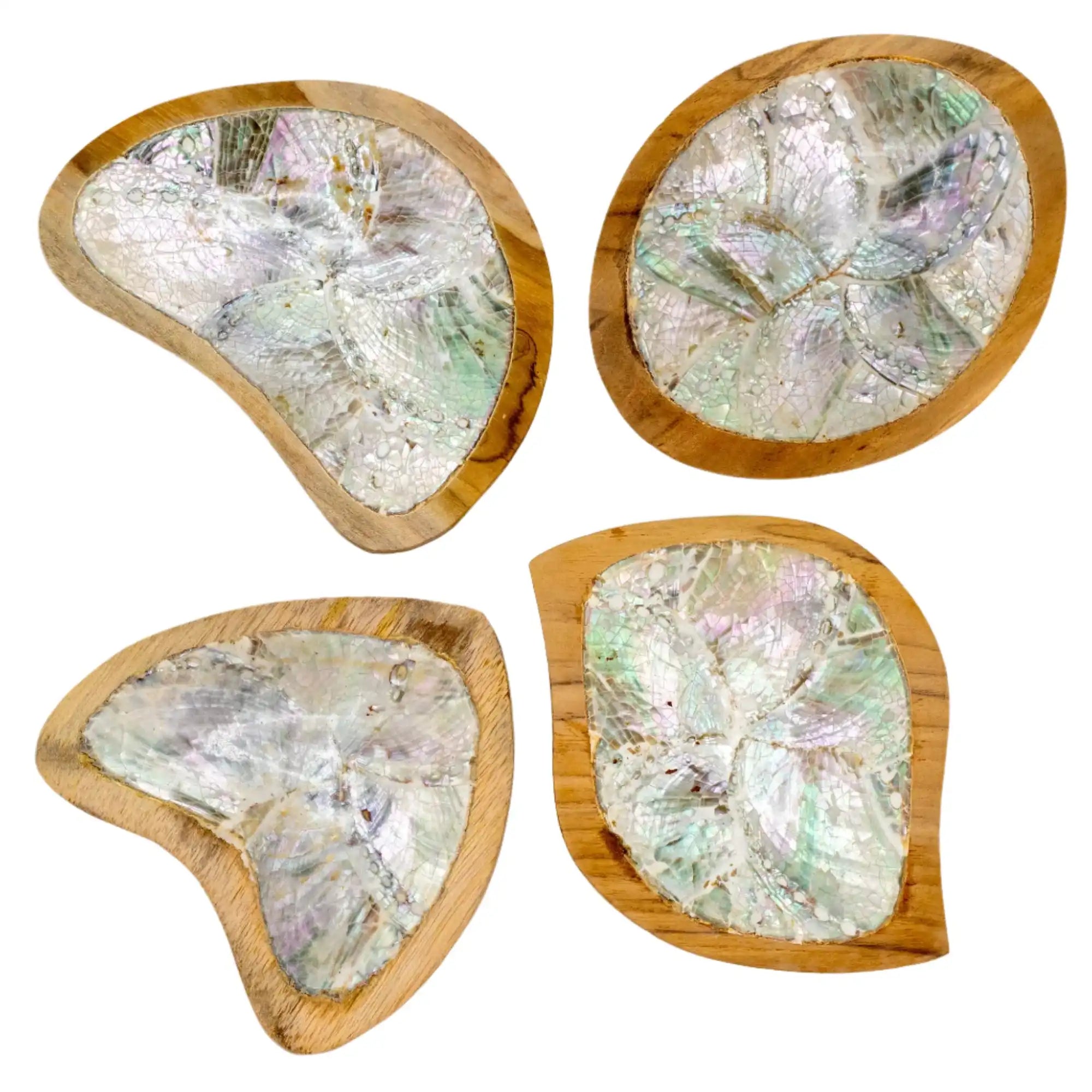 Ancient Wisdom Wooden Bowls with Shell Decor - Set of 4 Teak Wood Mini Bowls Home & Garden > Decor > Decorative Bowls > Wooden Bowls with Shell Decor > Set of 4 Wooden bowls > Teak Mini Bowls emmy-jane-boutique.myshopify.com