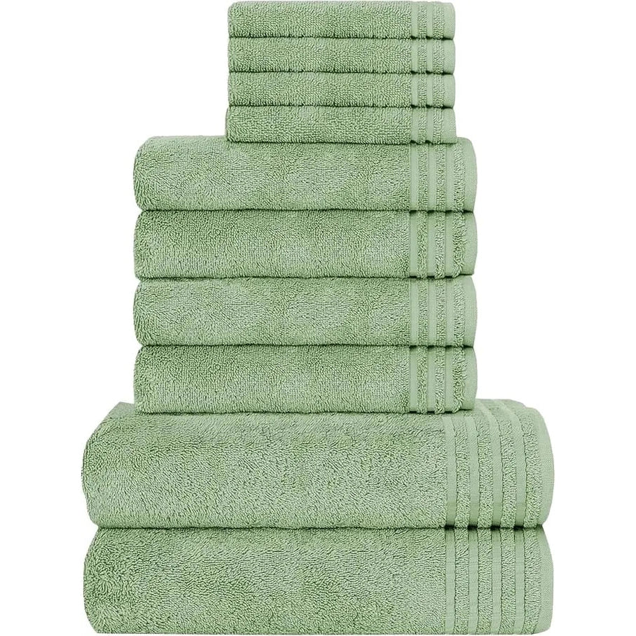 Luxury Egyptian Cotton Towel Set 500 GSM with 4 Face Towels, 4 Hand Towels, 2 Bath Towels Green