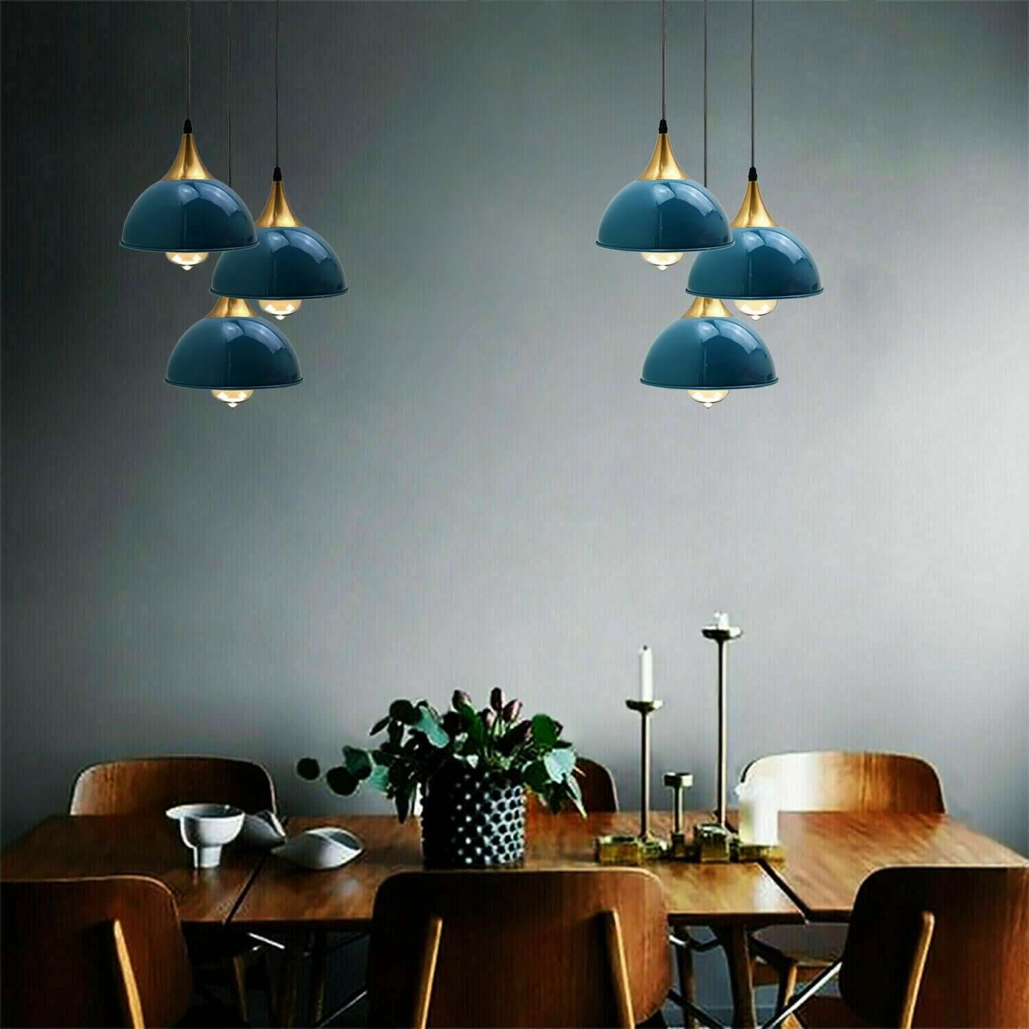 Navy Blue 3 Way Vintage Industrial Metal Lampshade Modern Hanging Retro Ceiling Pendant Lights~3524-1