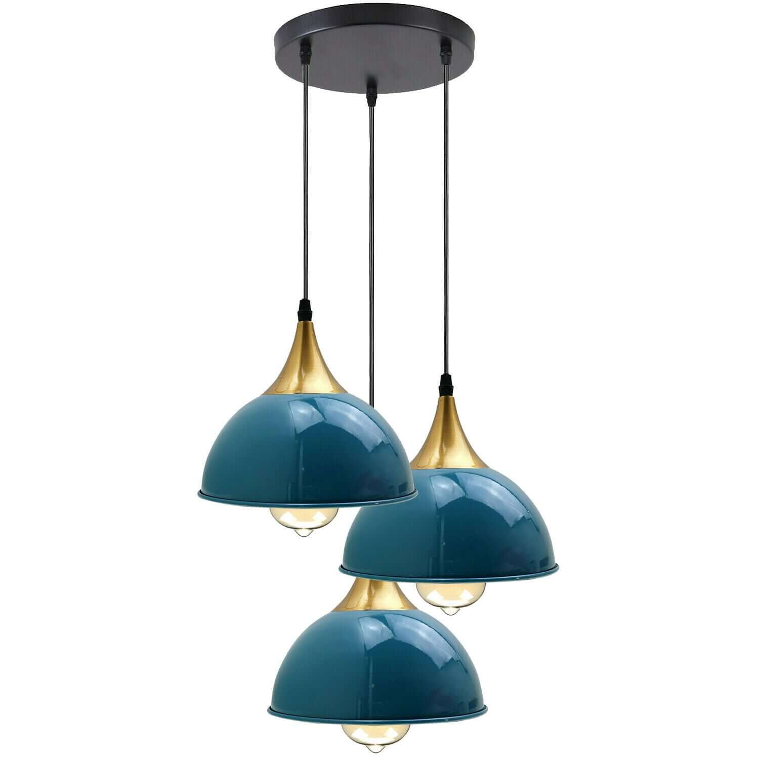 Navy Blue 3 Way Vintage Industrial Metal Lampshade Modern Hanging Retro Ceiling Pendant Lights~3524-0