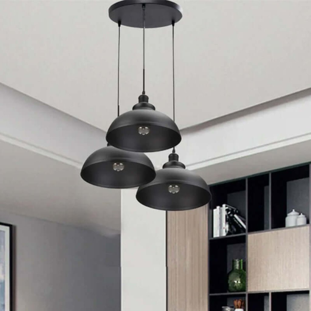 3 Ceiling lamp Pendant Cluster Light Modern Light Fitting Red/Black Lampshades~1356-0