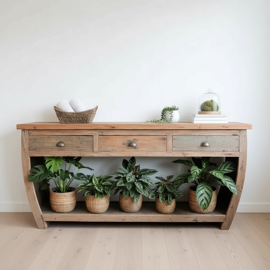 Recycled Wooden Table - Upcycled Teak Wood Sideboard - Fairly Traded