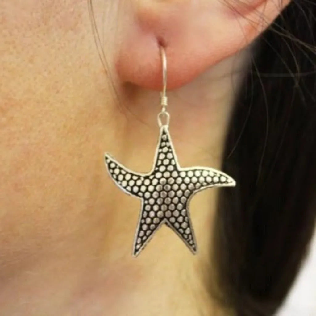Ancient Wisdom Thai Silver Jewellery - Star Fish Earrings - 925 Sterling Silver Clothing & Accessories > Jewellery & Watches > Earrings > Womens Earrings > Drop Earrings > Silver Starfish Earrings emmy-jane-boutique.myshopify.com