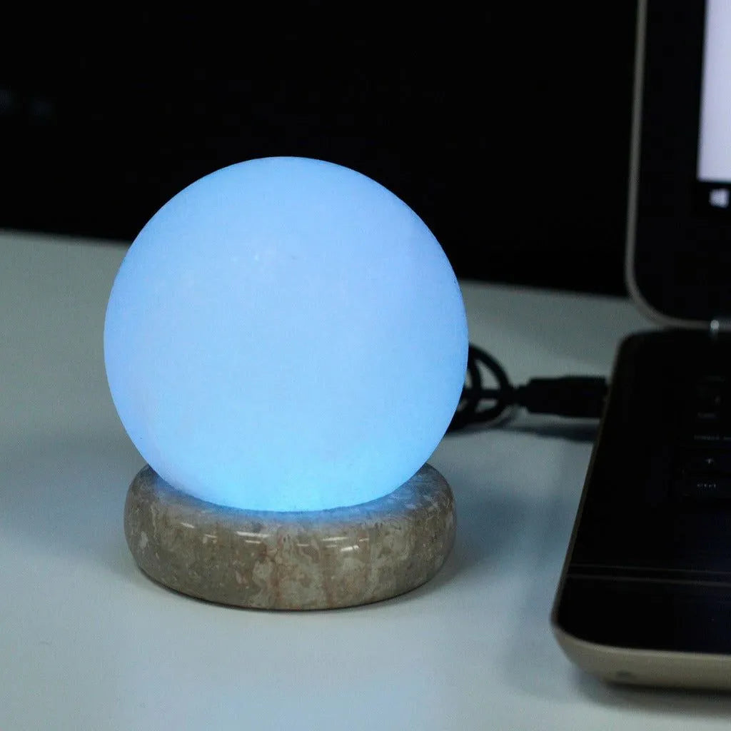 Emmy Jane Himalayan Salt Desk Lamp - 9 cm USB Ball & Pyramid - White Home & Garden > Lighting > Lamps >Himalayan Salt Desk Lamp emmy-jane-boutique.myshopify.com