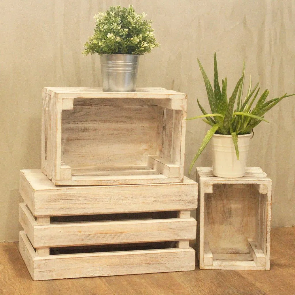 Ancient Wisdom Natural Storage Wooden Fruit Box set of 3 - Brown Blue Green or White Home & Garden > Household Supplies > Storage & Organisation > Household Storage Containers > Wooden Boxes > Natural Storage Solutions > Wooden Fruit Box Sets emmy-jane-boutique.myshopify.com