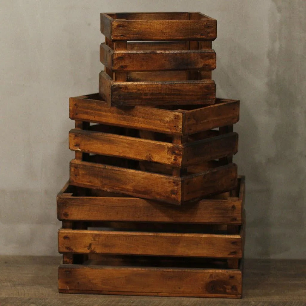 Ancient Wisdom Natural Storage Wooden Fruit Box set of 3 - Brown Blue Green or White Home & Garden > Household Supplies > Storage & Organisation > Household Storage Containers > Wooden Boxes > Natural Storage Solutions > Wooden Fruit Box Sets emmy-jane-boutique.myshopify.com