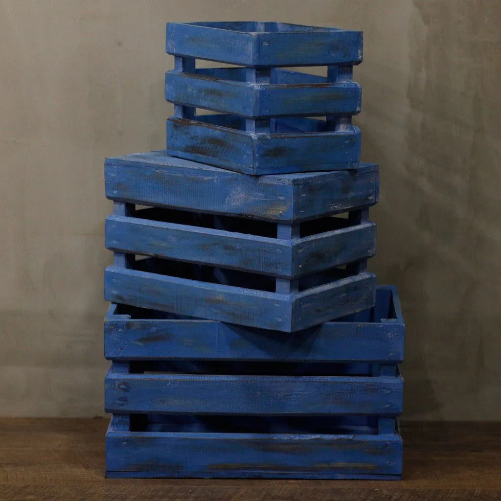 Ancient Wisdom Natural Storage Wooden Fruit Box set of 3 - Brown Blue Green or White Home & Garden > Household Supplies > Storage & Organisation > Household Storage Containers > Wooden Boxes > Natural Storage Solutions > Wooden Fruit Box Sets emmy-jane-boutique.myshopify.com