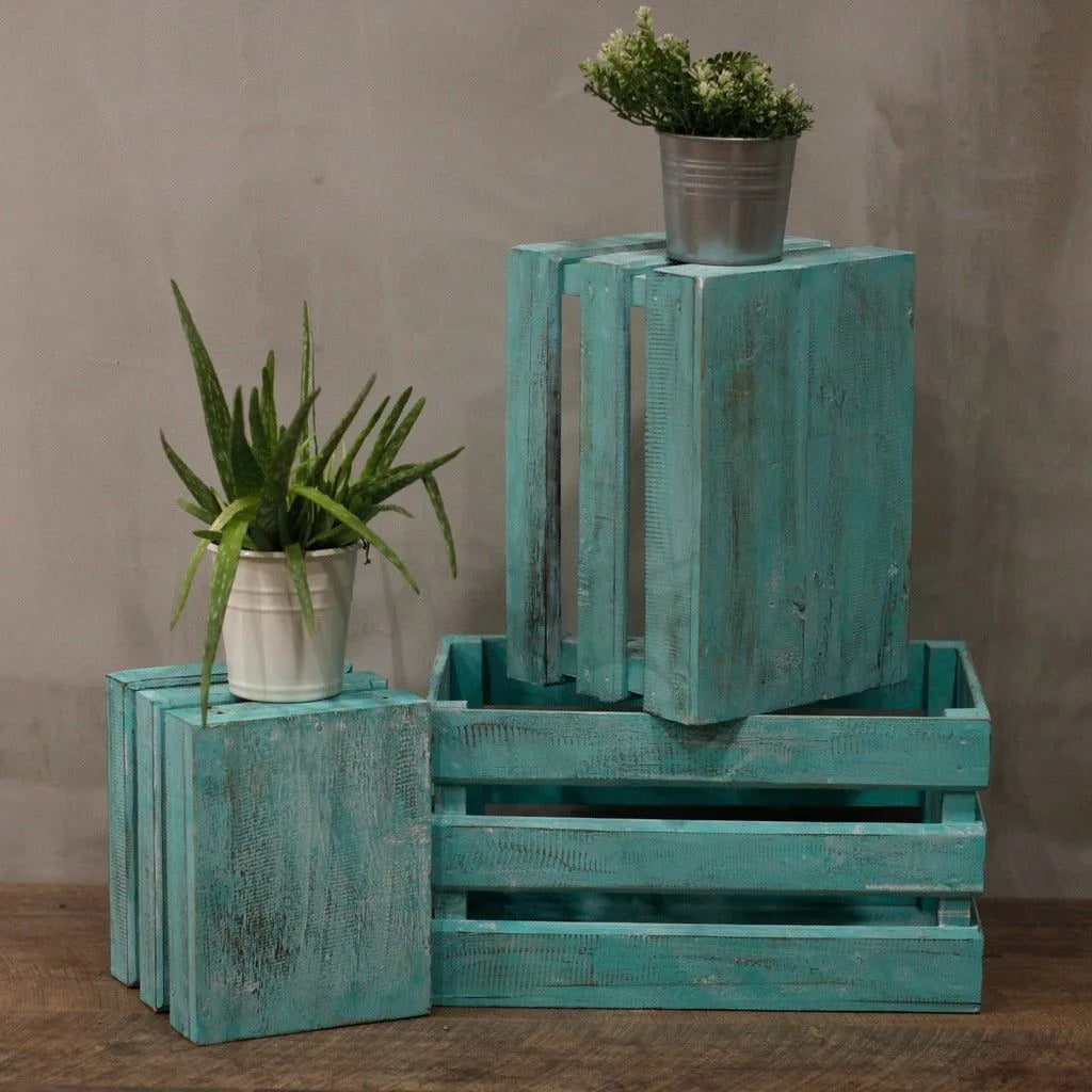 Ancient Wisdom Natural Storage Wooden Fruit Box set of 3 - Brown Blue Green or White Home & Garden > Household Supplies > Storage & Organisation > Household Storage Containers > Wooden Boxes > Natural Storage Solutions > Wooden Fruit Box Sets emmy-jane-boutique.myshopify.com