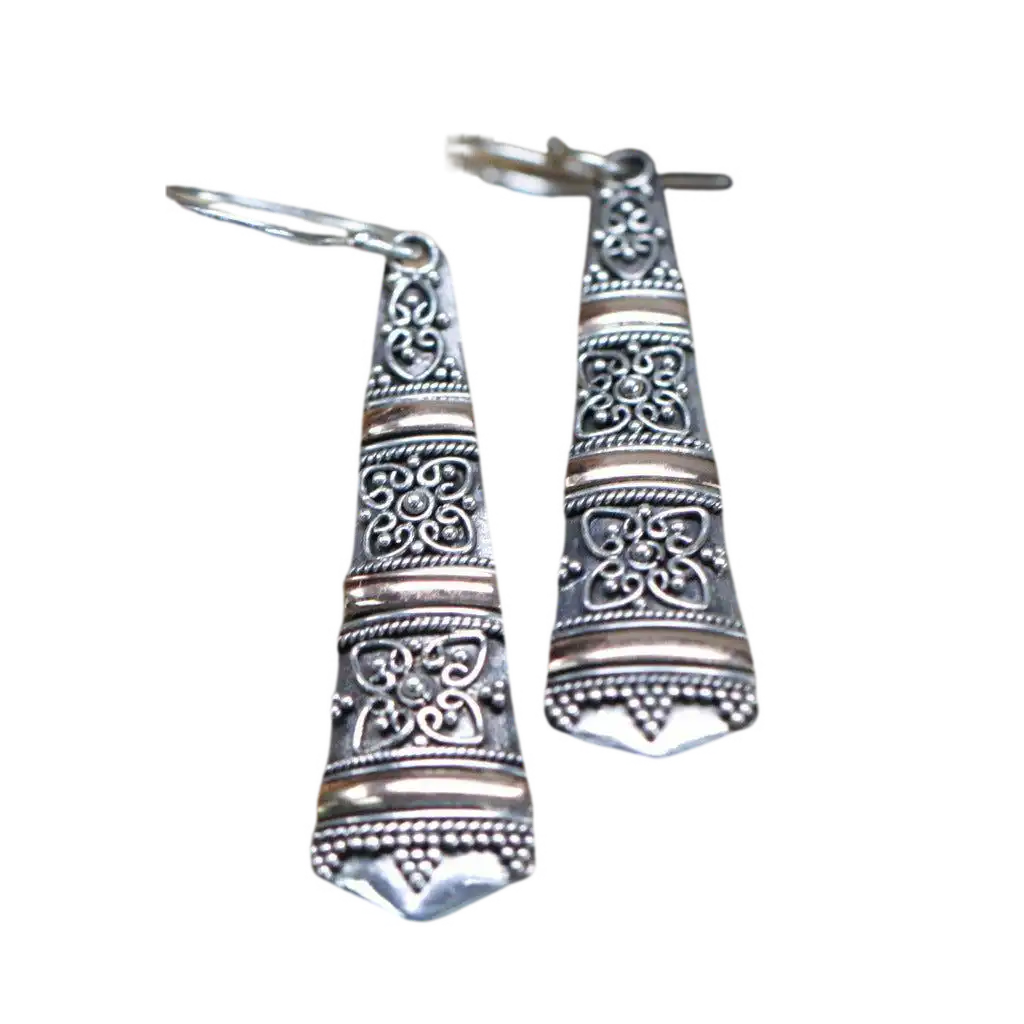 Emmy Jane Handmade Silver & Gold Earrings - Tribal Drop Earrings - Ethically Sourced. Apparel & Accessories > Jewelry > Womens Earrings > Drop Earrings > Silver & Gold Earrings > Bali Jewellery > Handmade Silver & Gold Earrings > Tribal Drop Earrings emmy-jane-boutique.myshopify.com