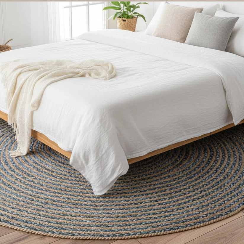 AW Artisan Eco-Friendly Rugs - Sustainable Jute & Recycled Denim - Fairly Traded - 3 Sizes Home & Garden > Decor > Rugs > Round Jute and Recycled Cotton Rugs > Eco-Friendly Rugs emmy-jane-boutique.myshopify.com