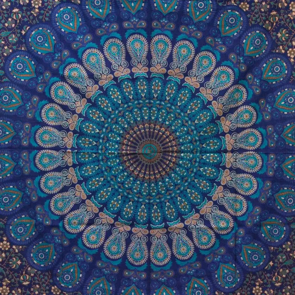 AW Artisan Artisan Cotton Bedspread Wall Hanging - Mandala Blue Shades - Single or Double Home & Garden > Linens & Bedding > Bedding > Cotton Bedspreads > Artisan Cotton Bedspread Wall Hanging > Mandala Blue Shades > Single or Double emmy-jane-boutique.myshopify.com