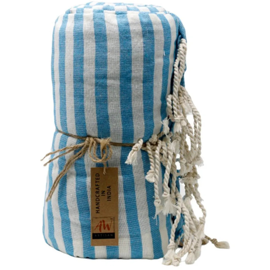 AW Artisan Pareo Indian Cotton Towels - Striped Design Beach Towel Home & Garden > Linens & Bedding > Towels > Bath Towels & Washcloths > Indian Cotton Blend Pareo Towels emmy-jane-boutique.myshopify.com
