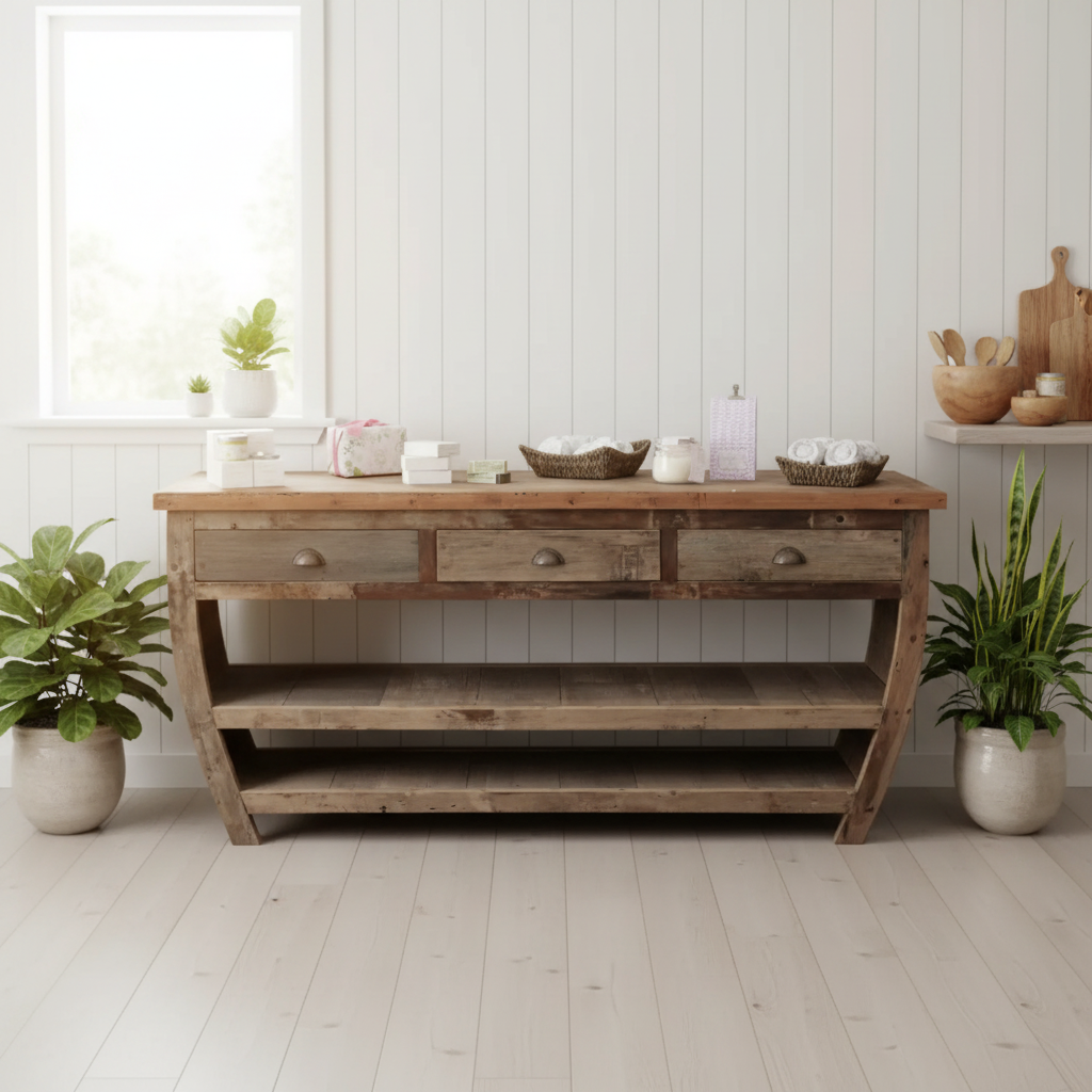 Recycled Wooden Table - Upcycled Teak Wood Sideboard - Fairly Traded