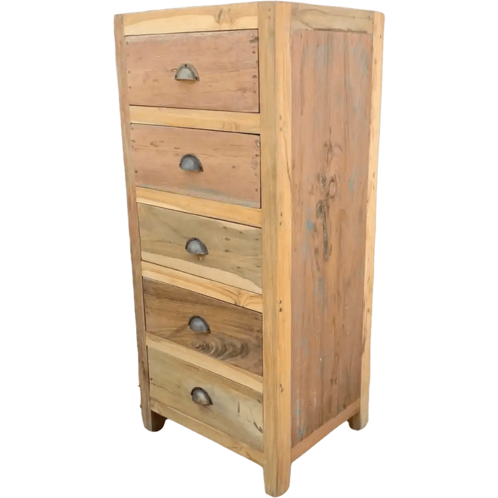 Ancient Wisdom Tall Wooden Chest of Drawers - Upcycled Wood from Retired Fishing Boats. Furniture > Cabinets & Storage > Storage & Organization > Household Storage Drawers > Tall Wooden Chest of Drawers > Drawers made from Upcycled Wood from Retired Fishing Boats. emmy-jane-boutique.myshopify.com