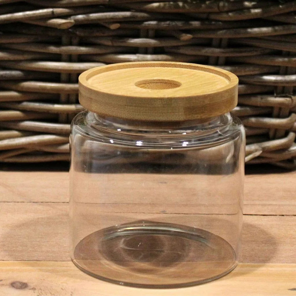 AW Earth Eco Friendly Cottage Bamboo & Glass Storage Jars - Natural Home Storage Home & Garden > Household Supplies > Storage & Organisation > Household Storage Containers > Eco Friendly Storage Jars emmy-jane-boutique.myshopify.com
