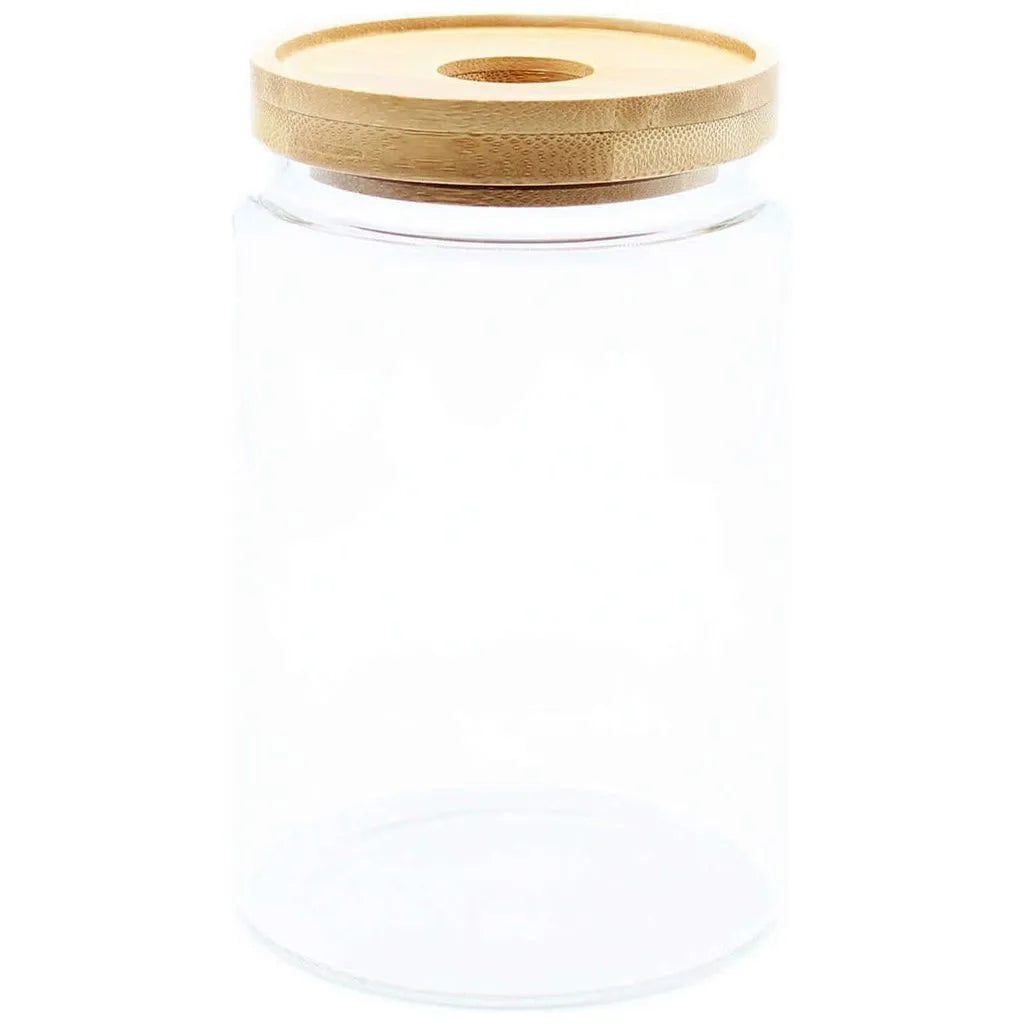 AW Earth Eco Friendly Cottage Bamboo & Glass Storage Jars - Natural Home Storage Home & Garden > Household Supplies > Storage & Organisation > Household Storage Containers > Eco Friendly Storage Jars emmy-jane-boutique.myshopify.com