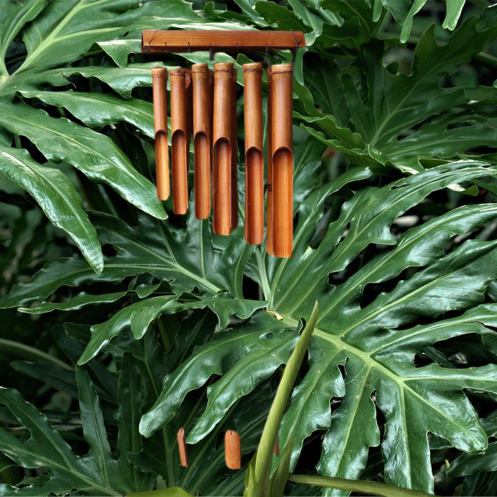 Emmy Jane Boutique Bamboo Mountain Wind Chimes - Natural Garden Decor - 3 Sizes