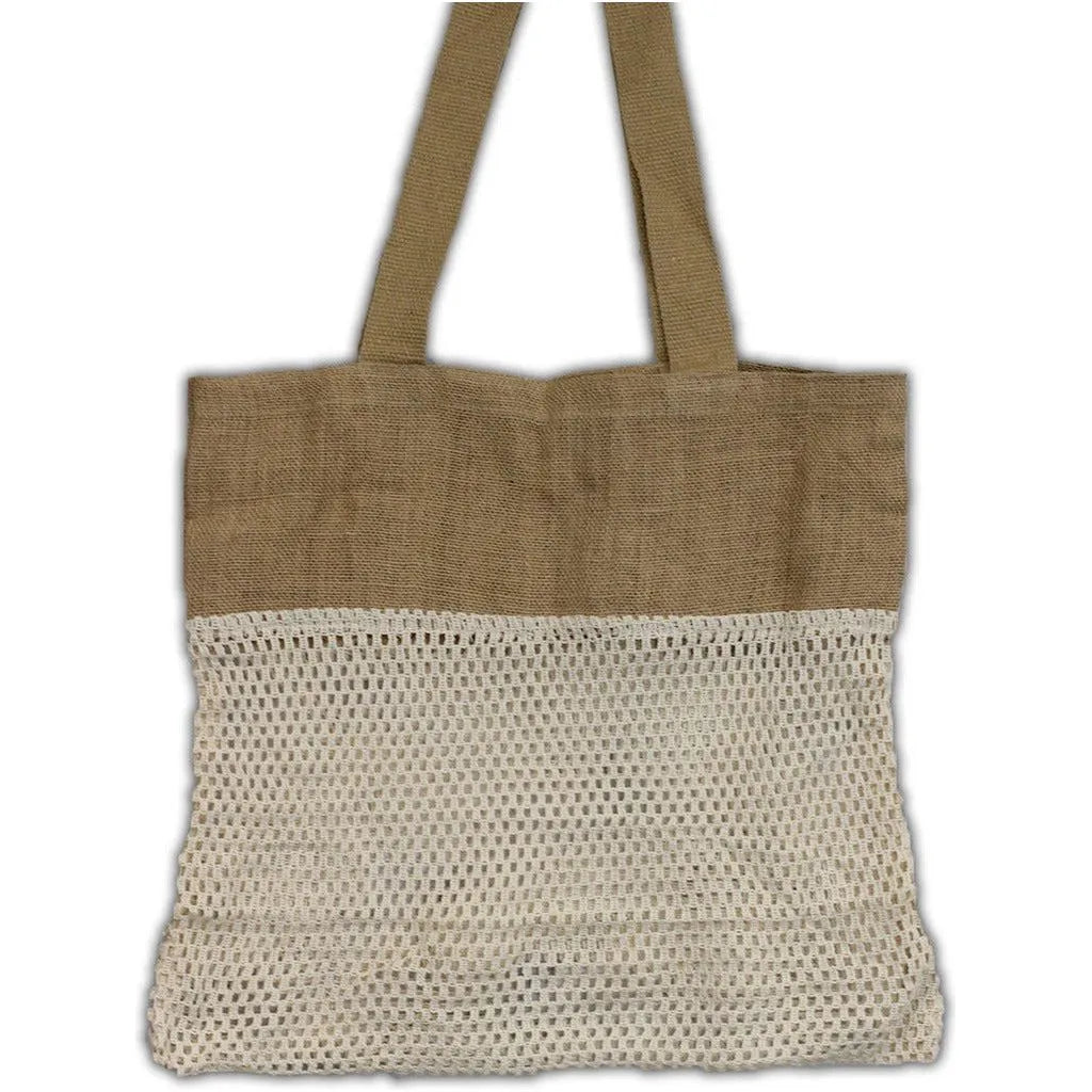 AW Earth Reusable Natural Shopping Bag - Pure Soft Jute and Cotton Mesh Bag Luggage & Bags > Shopping Totes > Tote Bags > Jute and Cotton Mesh Bag > Reusable Natural Shopping Bags emmy-jane-boutique.myshopify.com