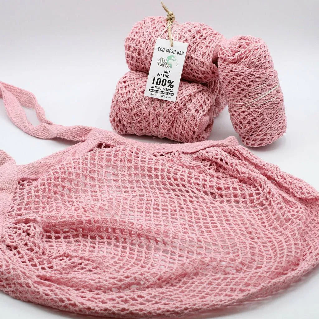 AWEarth AW Earth - Pure Cotton Mesh Bag - Natural Denim Blue Pink or Black Apparel & Accessories > Handbags, Wallets & Cases > Shopper Bags > Pure Cotton Mesh Bags emmy-jane-boutique.myshopify.com