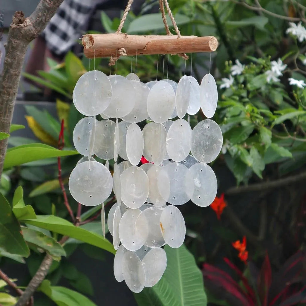 Ancient Wisdom Handmade Wind Chimes Indonesian Driftwood and Glass - Blue Green or Natural Home & Garden > Decor > Wind Chimes emmy-jane-boutique.myshopify.com