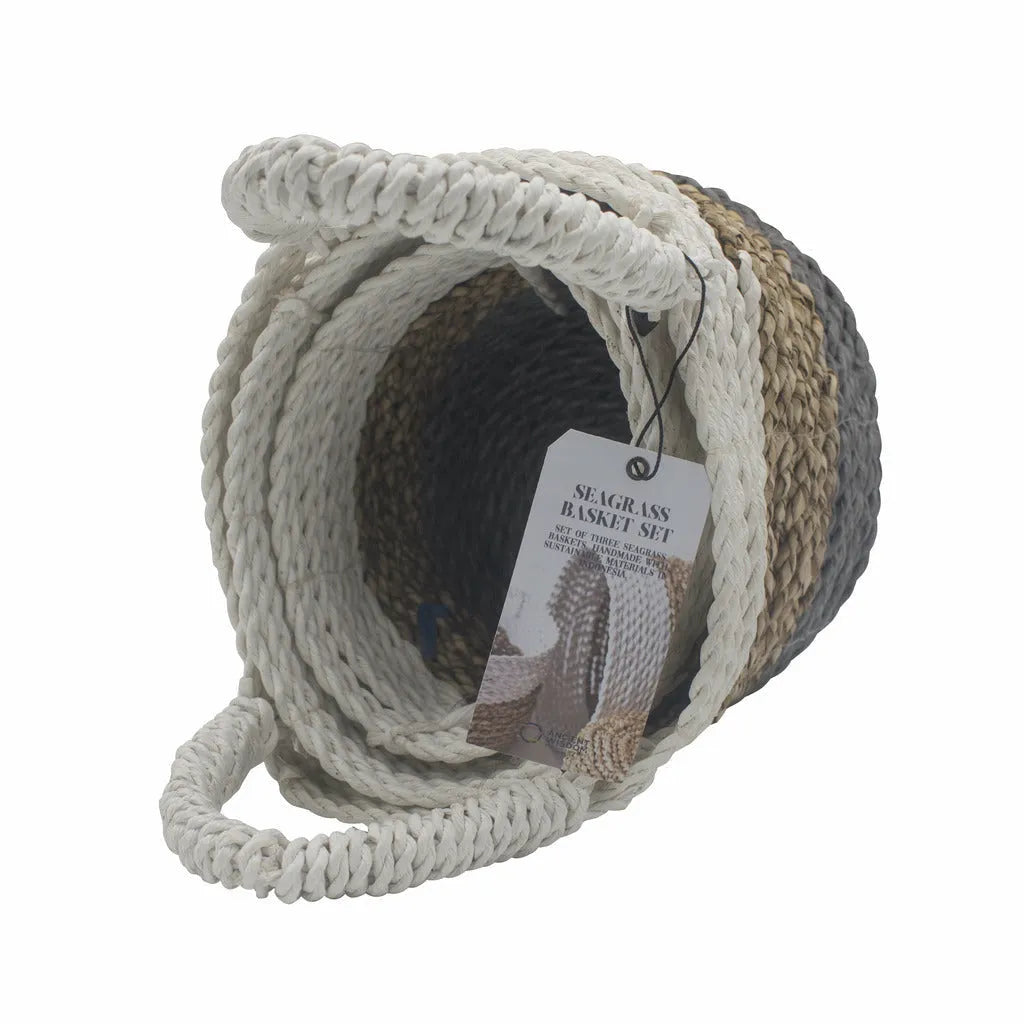 Ancient Wisdom Handwoven Indonesian Seagrass Baskets - Set of 3 - Choice of 5 Colours Home & Garden > Household Supplies > Storage & Organisation > Household Storage Containers > Handwoven Indonesian Seagrass Baskets emmy-jane-boutique.myshopify.com