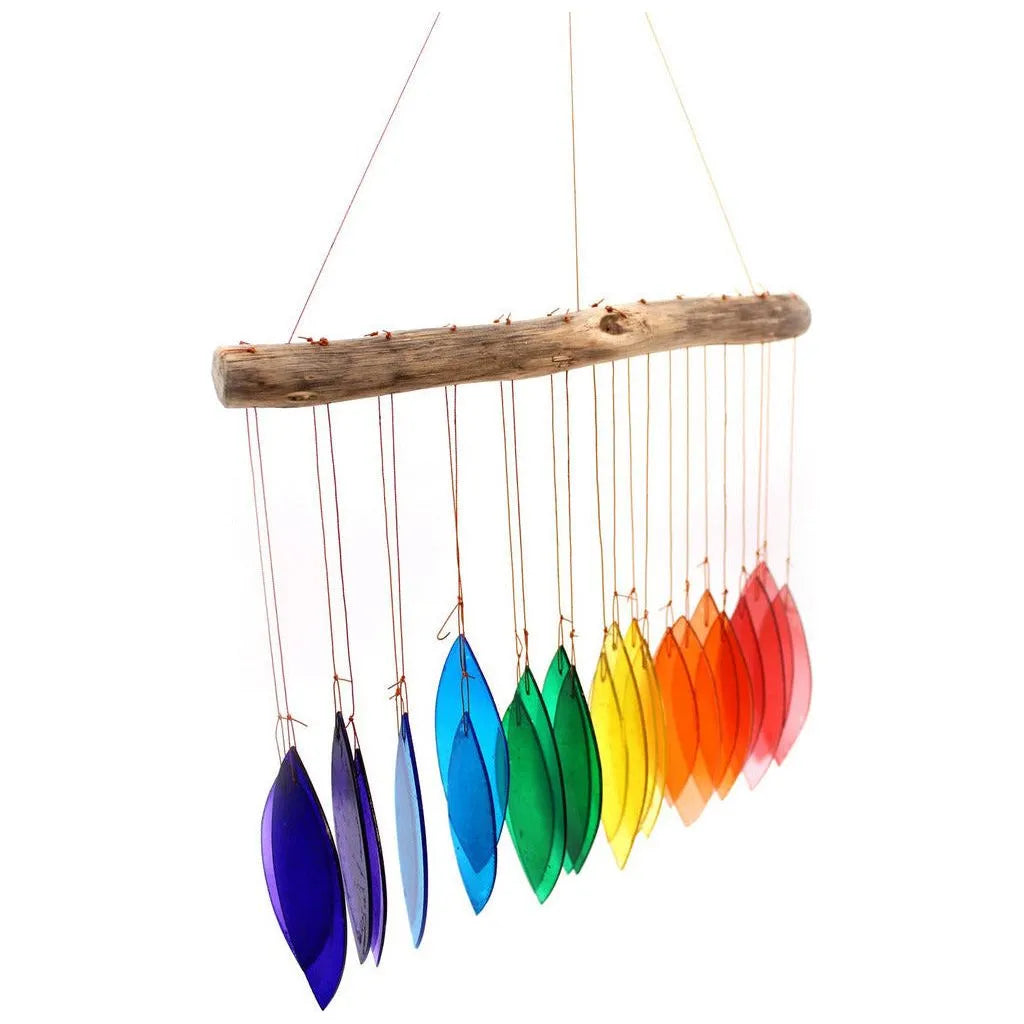 Ancient Wisdom Wind Chime - Handmade in Indonesia with Recycled Rainbow Glass & Driftwood Home & Garden > Decor > Wind Chimes emmy-jane-boutique.myshopify.com