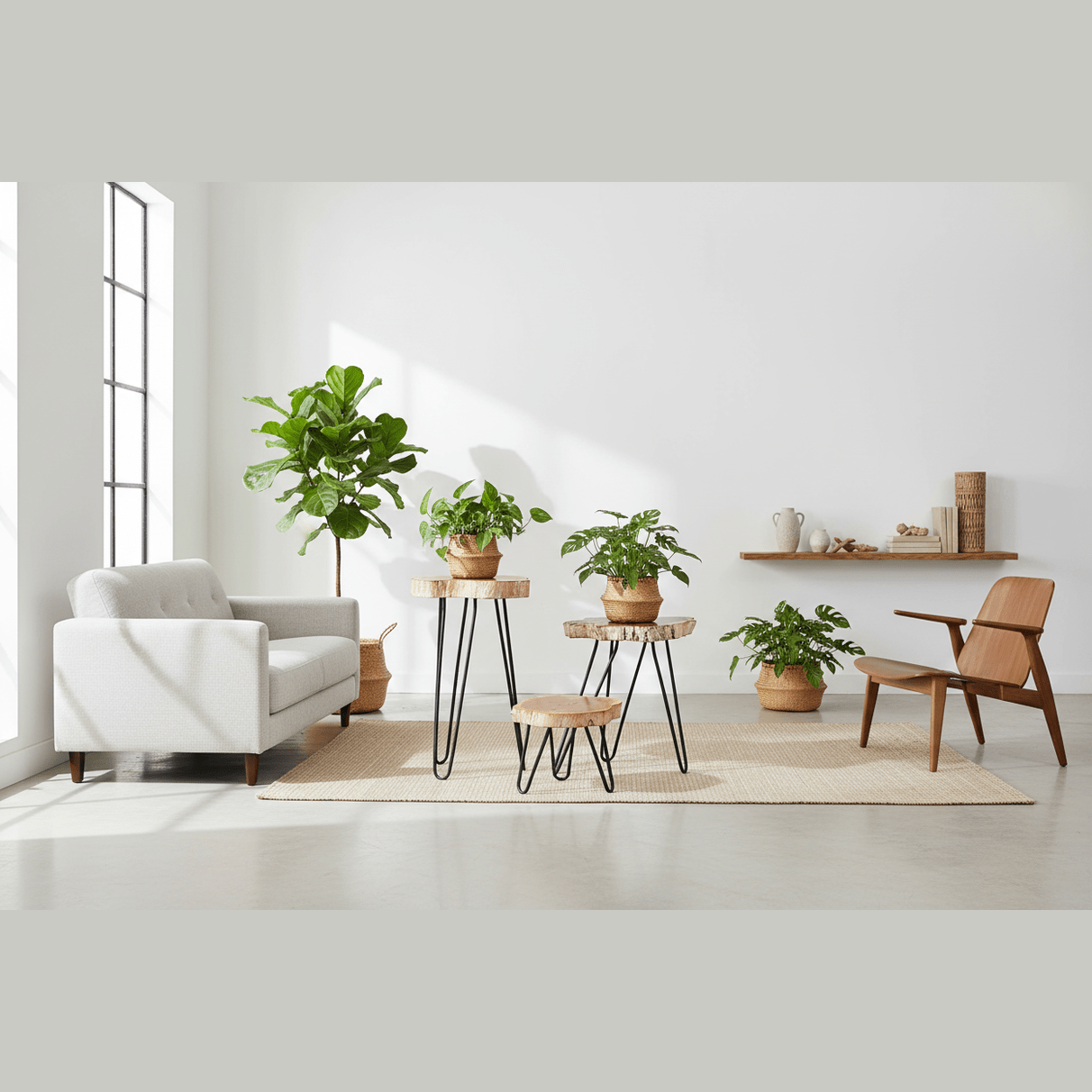 Wooden Plant Stands - Indonesian Table Set - Natural Home Decor - 3 Colours