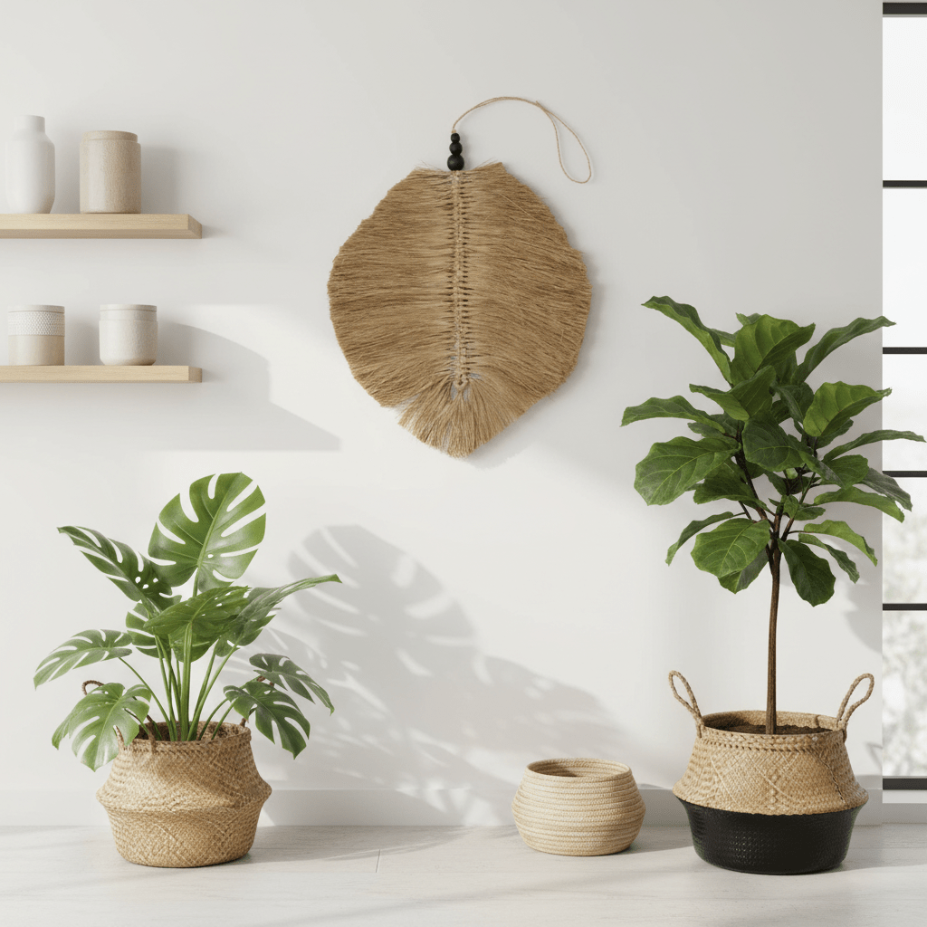 Emmy Jane Natural Organic Handmade Seagrass Wall Art - Hanging Raffa Leaf - Fairly Traded - Home & Garden > Decor > Artwork > Posters, Prints, & Visual Artwork emmy-jane-boutique.myshopify.com