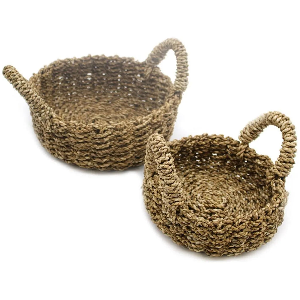 Ancient Wisdom Banana Leaf & Seagrass Baskets Set - Round - Pack of 2 Eco-Friendly Storage Home & Garden > Household Supplies > Storage & Organisation > Household Storage Containers > Storage Baskets emmy-jane-boutique.myshopify.com