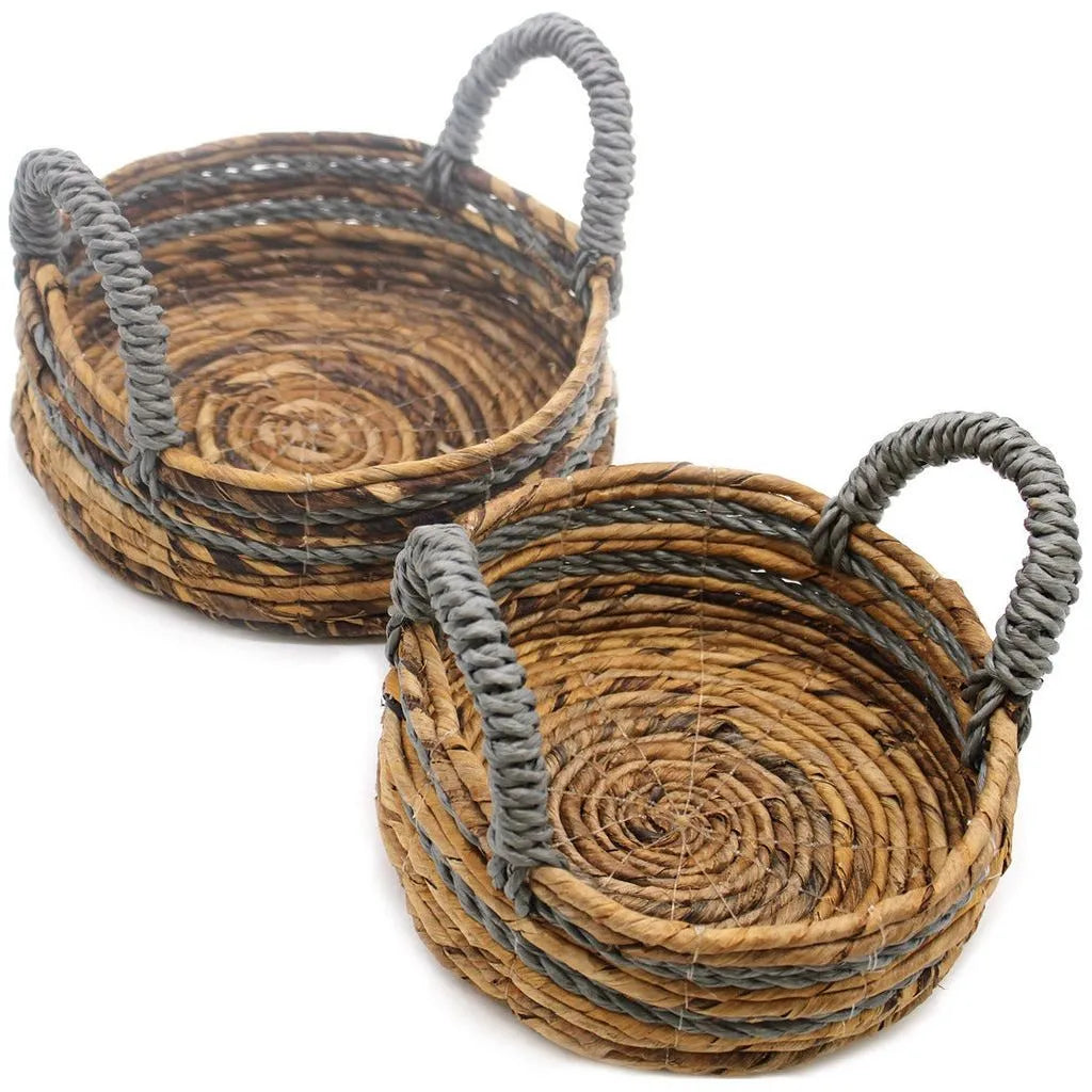 Ancient Wisdom Banana Leaf & Seagrass Baskets Set - Round - Pack of 2 Eco-Friendly Storage Home & Garden > Household Supplies > Storage & Organisation > Household Storage Containers > Storage Baskets emmy-jane-boutique.myshopify.com